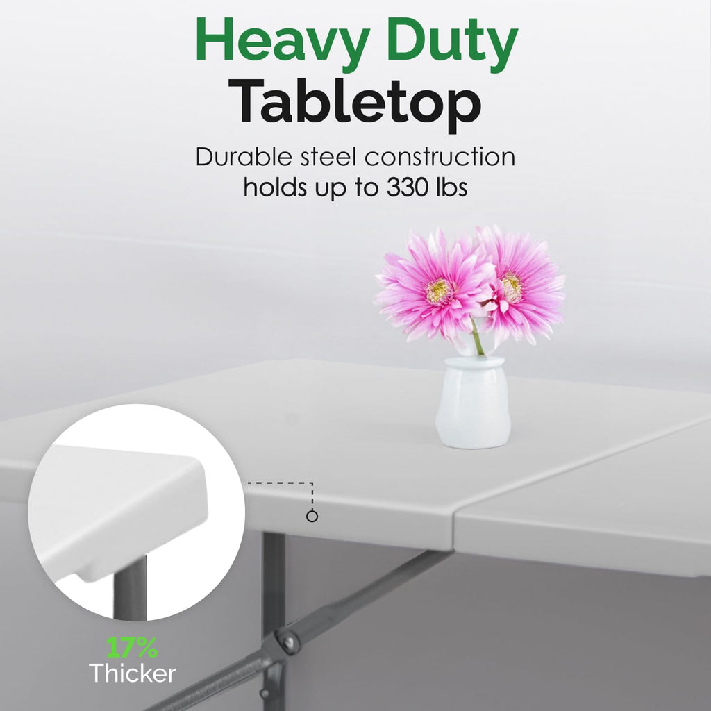 White 6ft Folding Table with Handle M133657