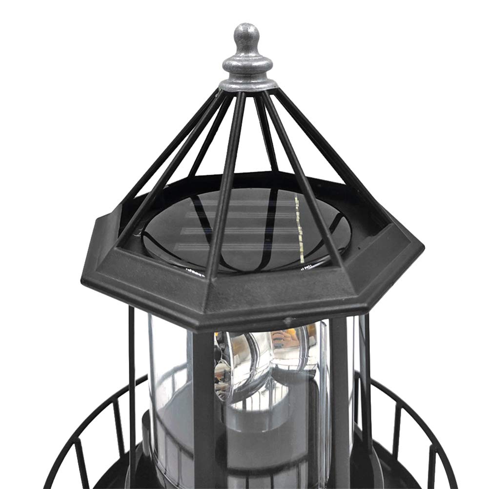 Solar Powered Rotating Lighthouse Light Black Q2683