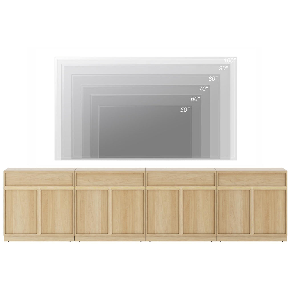 Oak TV Stand with 8 Doors and Drawers W9591