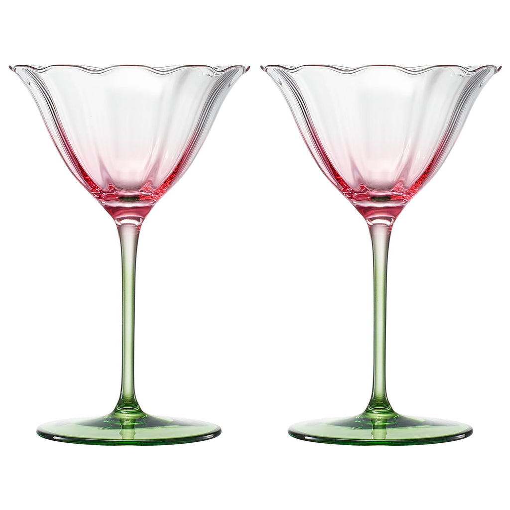 Pink Tulip Flower Cocktail Glasses 2 Set N63523