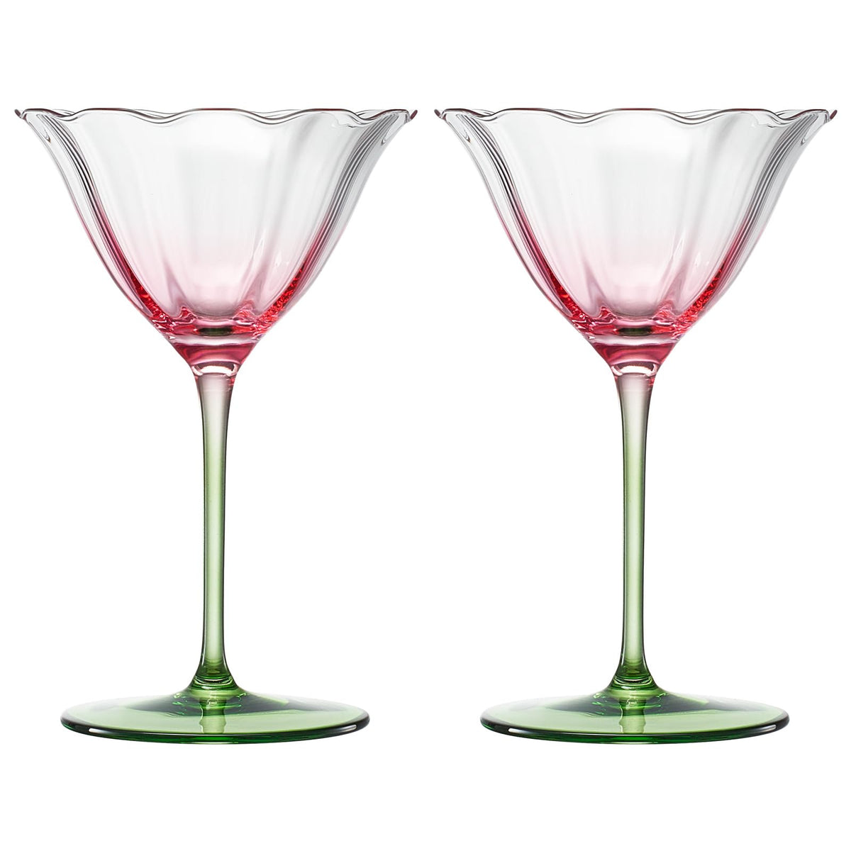 Pink Tulip Flower Cocktail Glasses 2 Set N63523