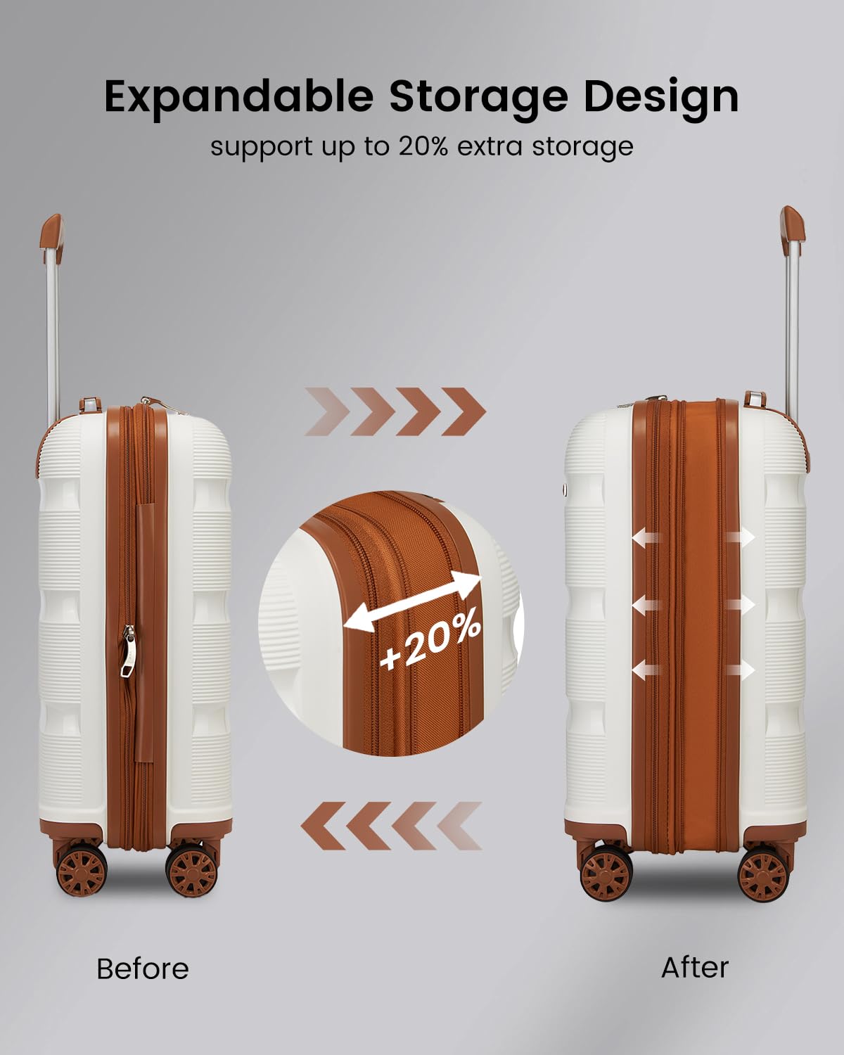 20 Inch Expandable Carry on Luggage White N18404