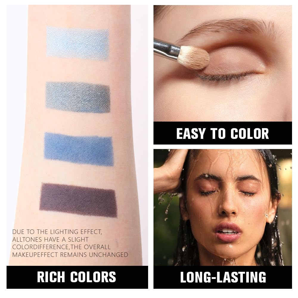 Blue Taupe Matte Glitter Eyeshadow Quad F7250