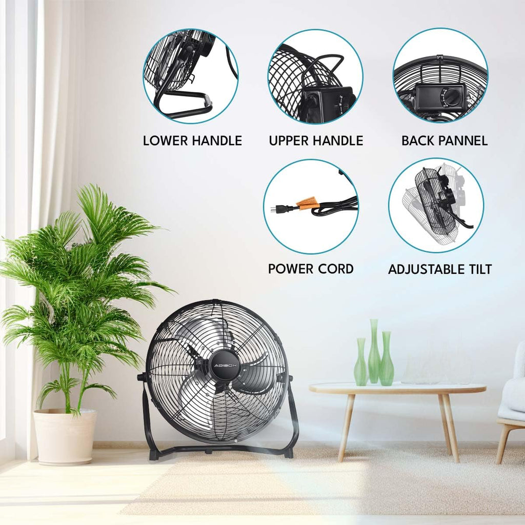 20 in. 3 Speed Metal Floor Fan in Black with Tilting Head N3580
