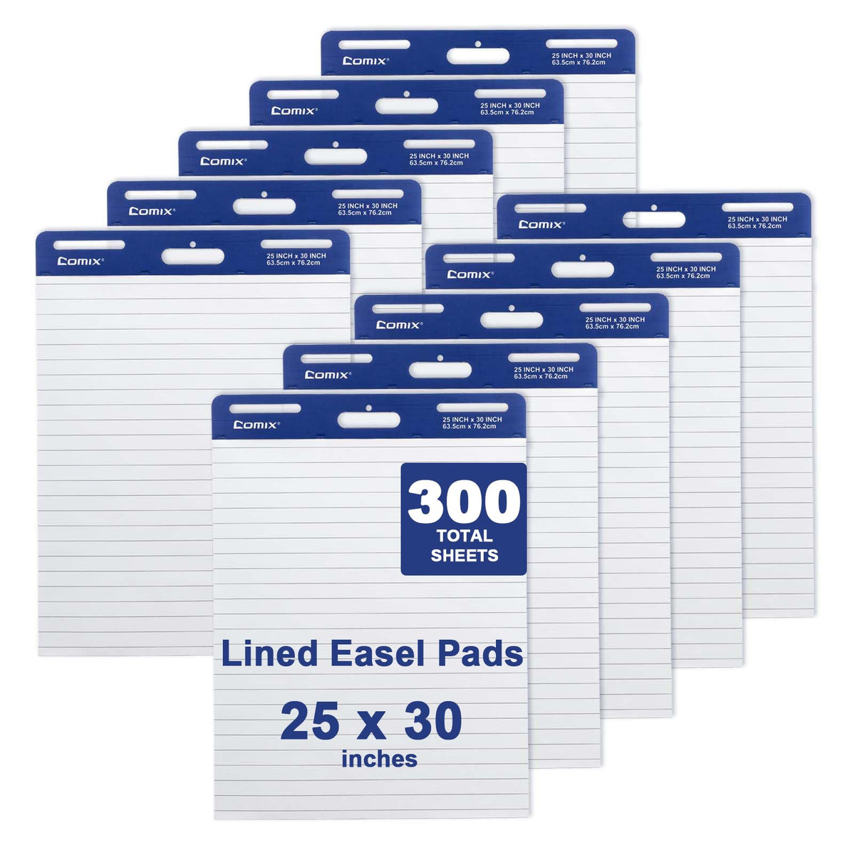 Lined Sticky Easel Pad, 25 x 30 In Flip Chart, 30 Sheets/Pad, 10 Pads Q54742