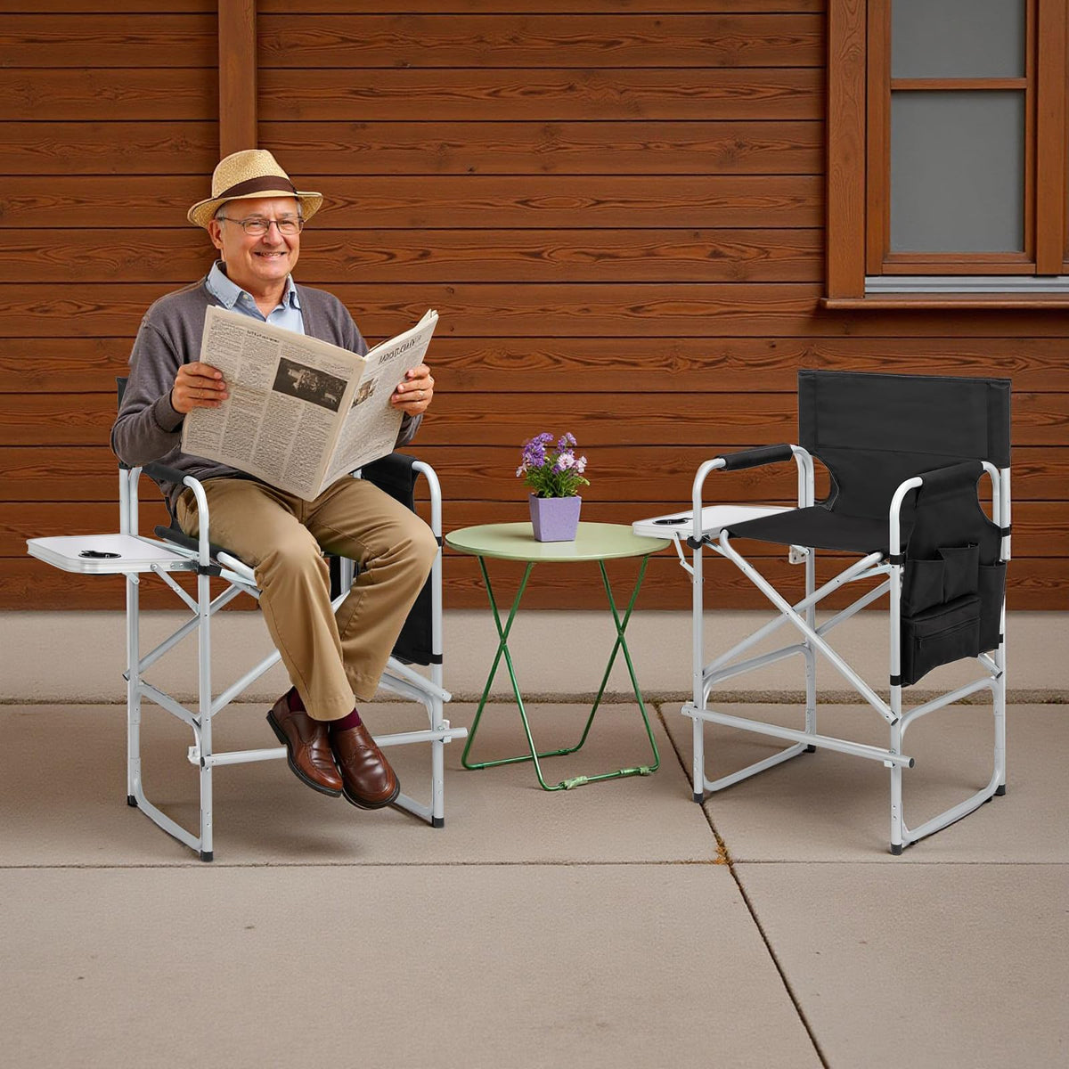 26" Tall Black Folding Directors Chair J36632