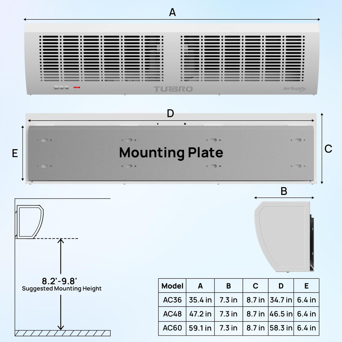 36-Inch Wall-Mounted Air Curtain Fan F203