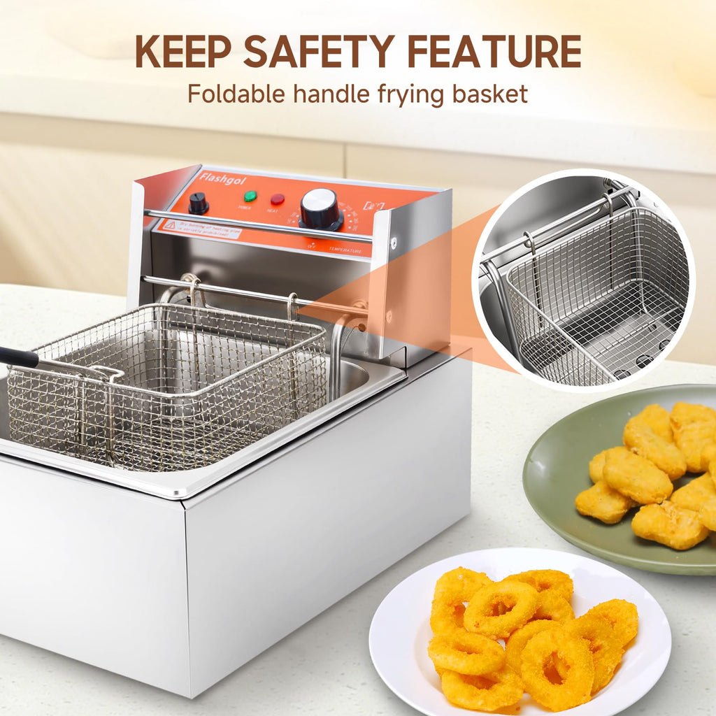 1700W 12L Stainless Steel Electric Deep Fryer with Basket and Lid F7818