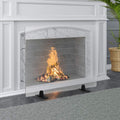 36 Inch Tempered Glass Fireplace Screen with Metal Black Base O414