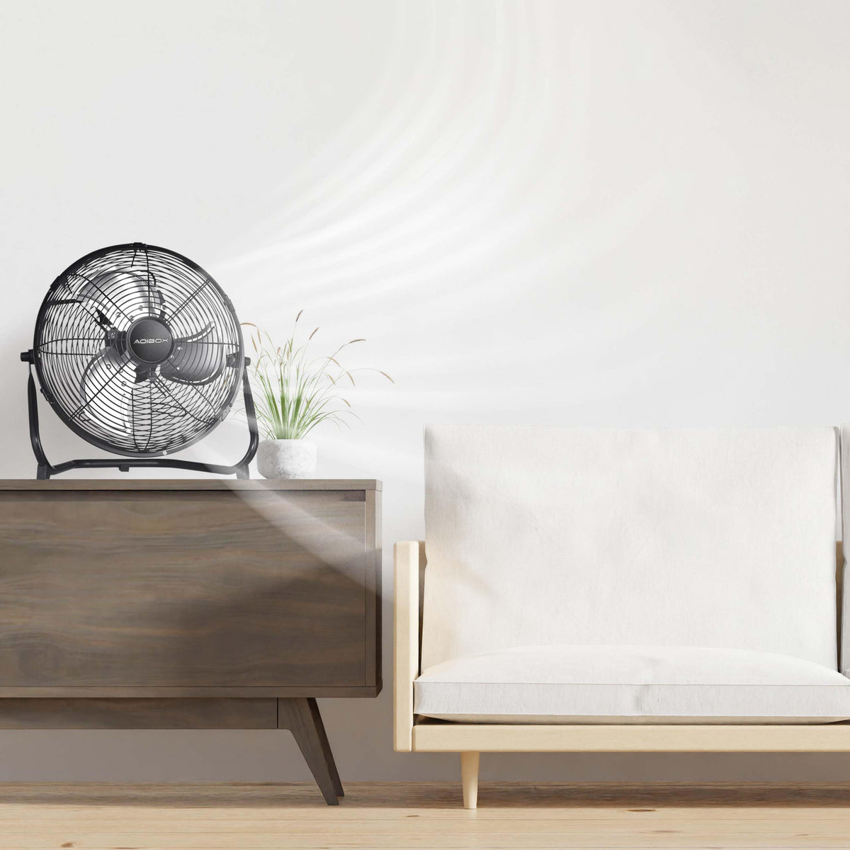 20 in. 3 Speed Metal Floor Fan in Black with Tilting Head N3580