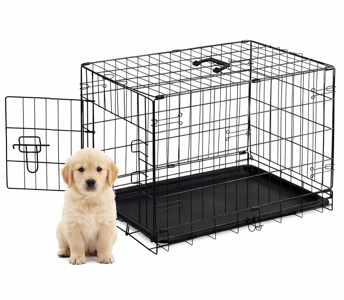 Portable Single Door Dog Crate with Removable Tray V322137