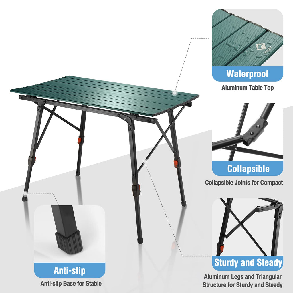 Portable Aluminum Camping Table with Adjustable Legs Z170
