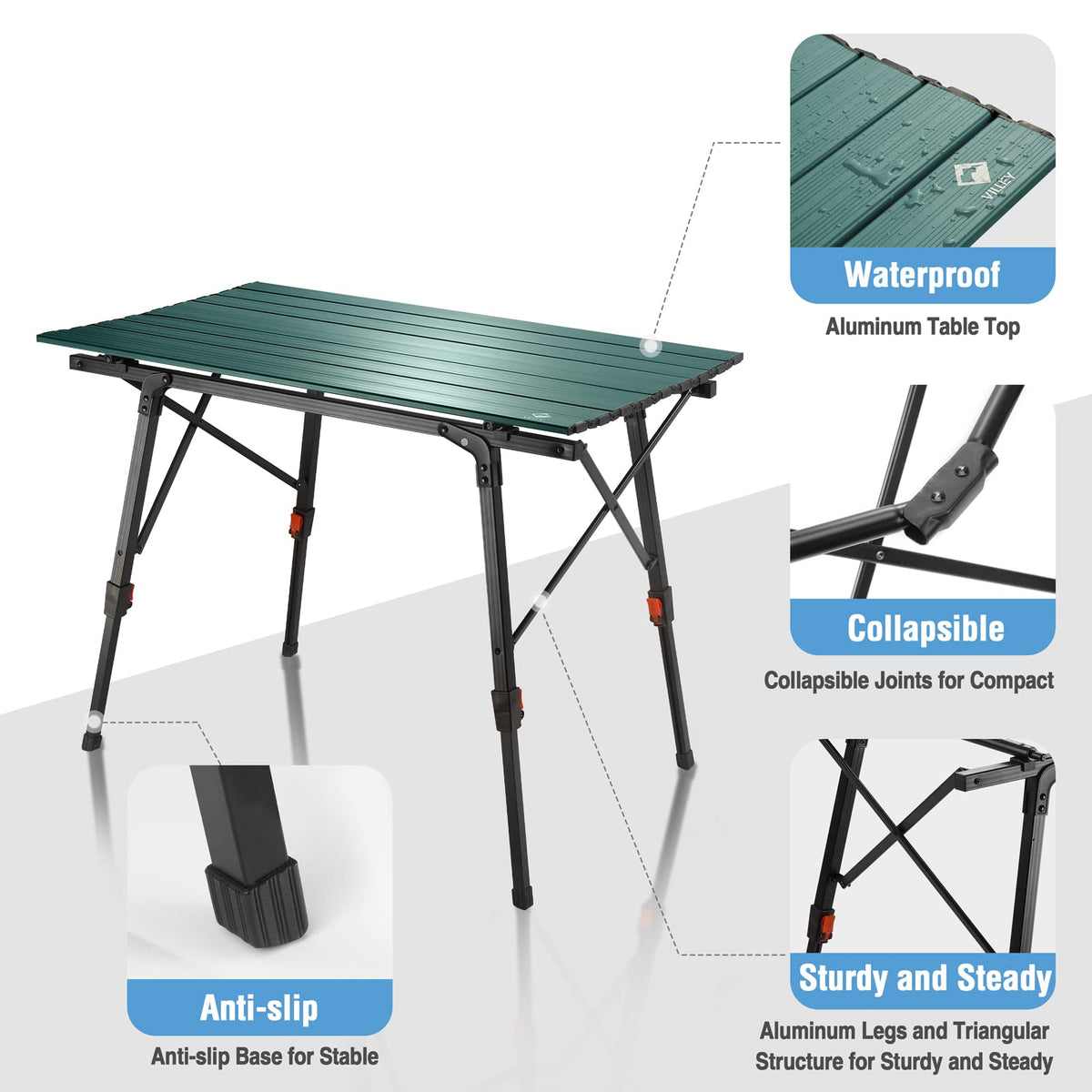 Portable Aluminum Camping Table with Adjustable Legs Z170