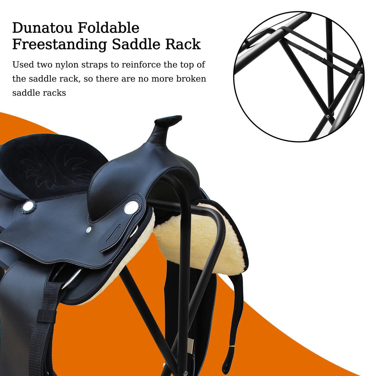 Foldable Saddle Rack with Storage Shelf, Black Z1263