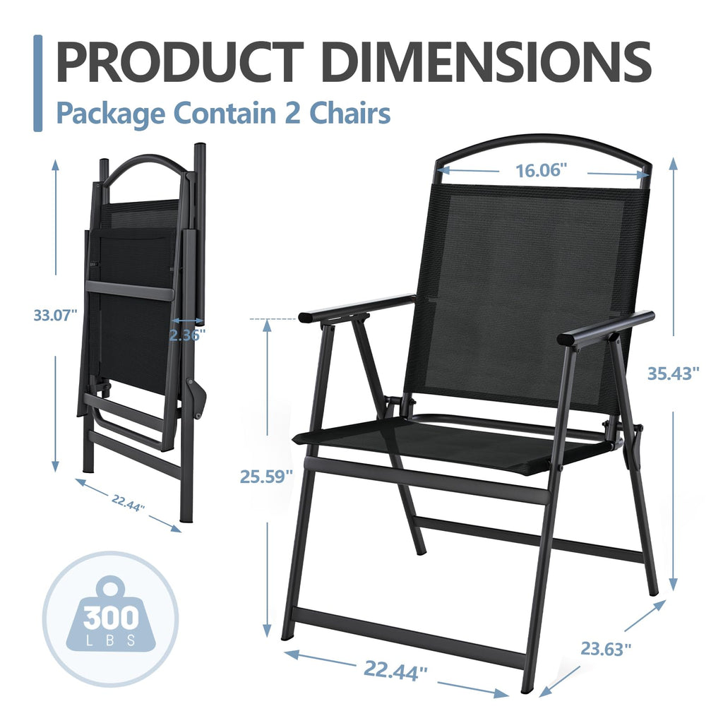 Folding Outdoor Chairs Set of 2 Black H4412
