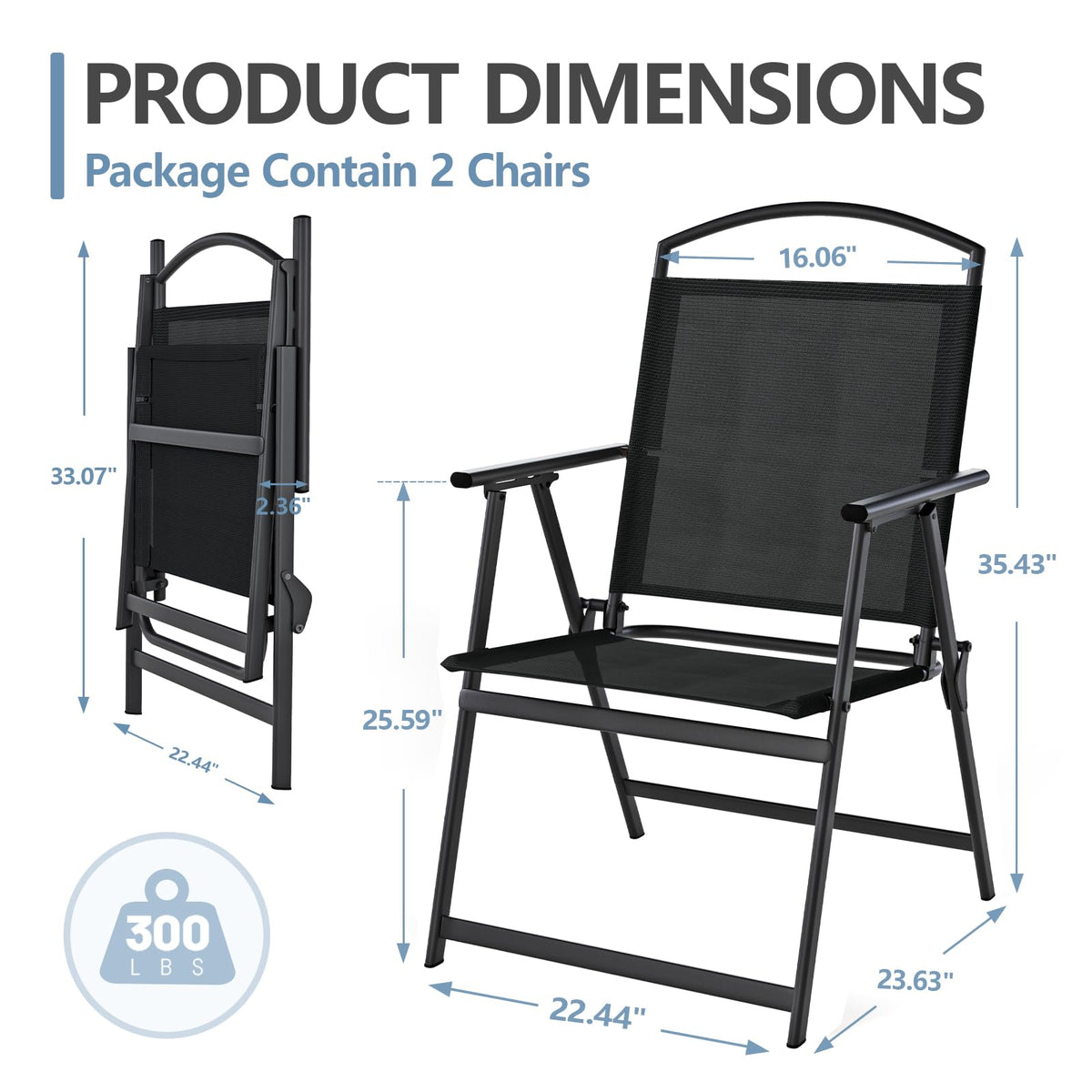 Folding Outdoor Chairs Set of 2 Black H4412