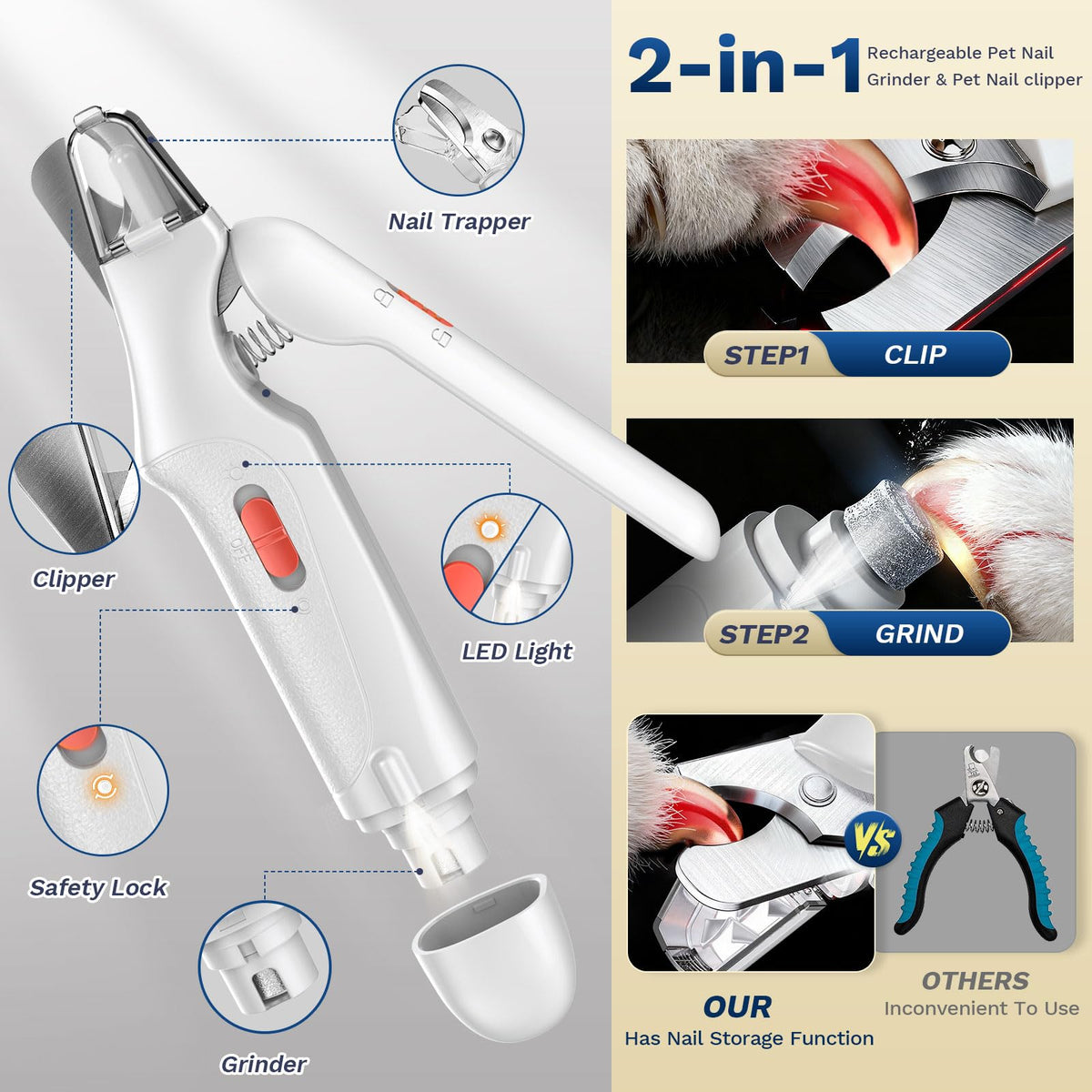 2-in-1 Dog & Cat Nail Clippers and Grinder C412