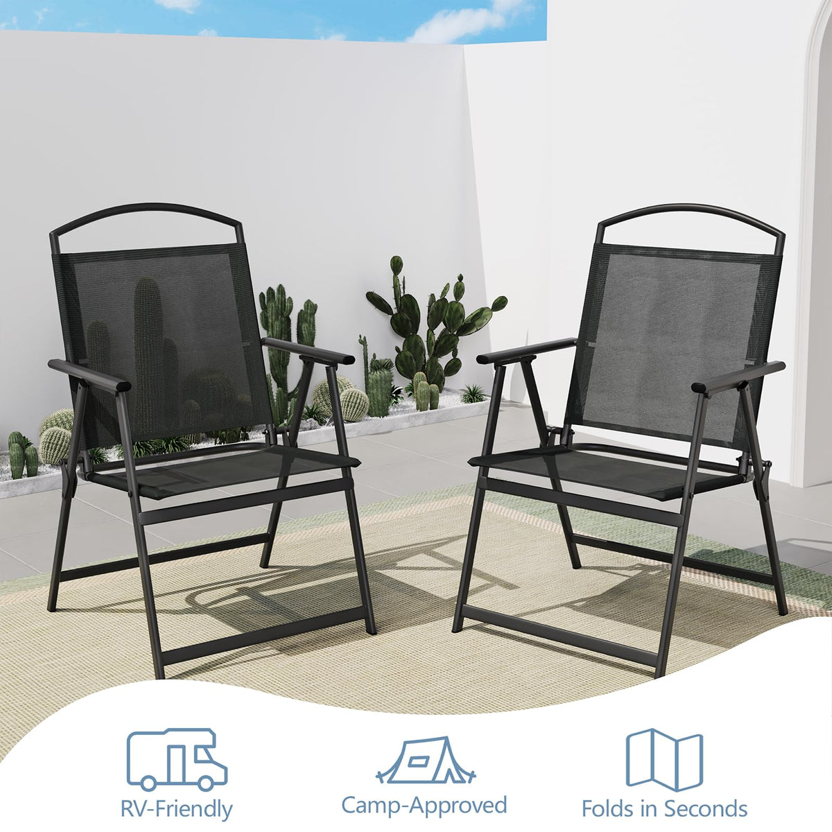 Folding Outdoor Chairs Set of 2 Black H4412