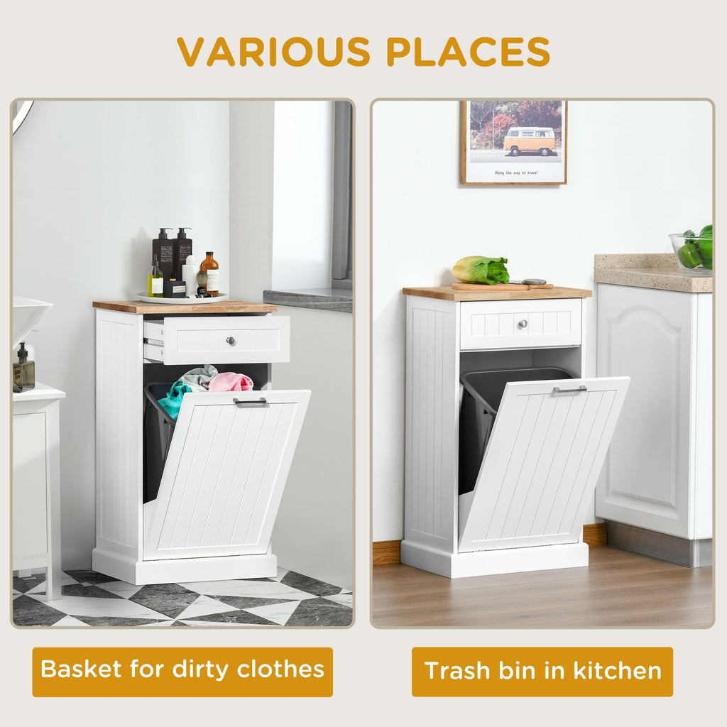 White Double Tilt-Out Trash & Recycling Cabinet O6638