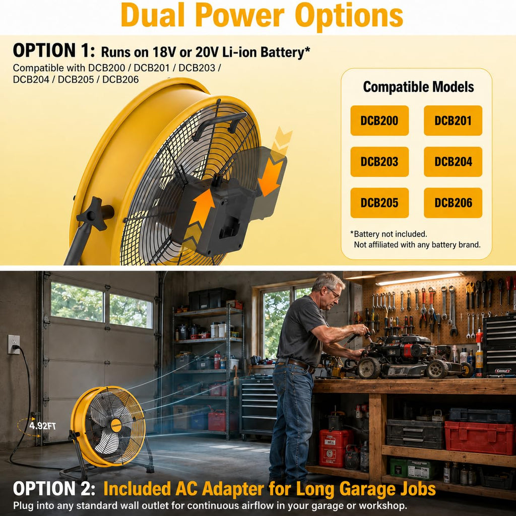 12" Battery Powered Cordless Floor Fan Y8325