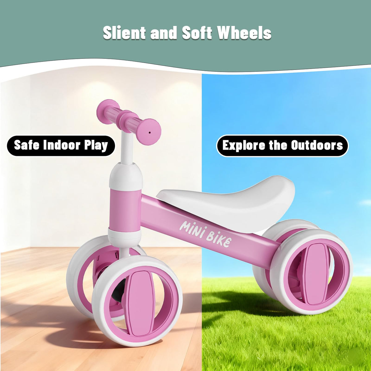 Balance Bike 4 Silent Wheels Soft Seat E923389