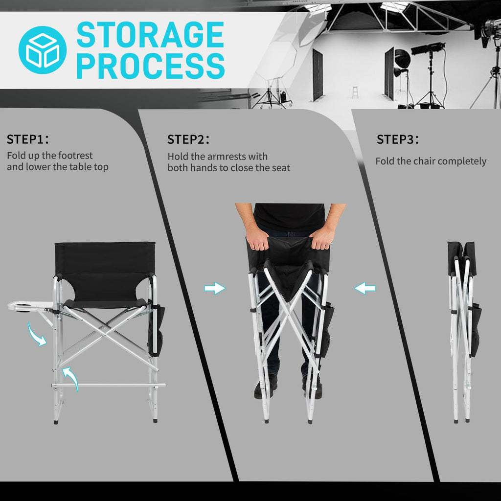 26" Tall Black Folding Directors Chair J36632