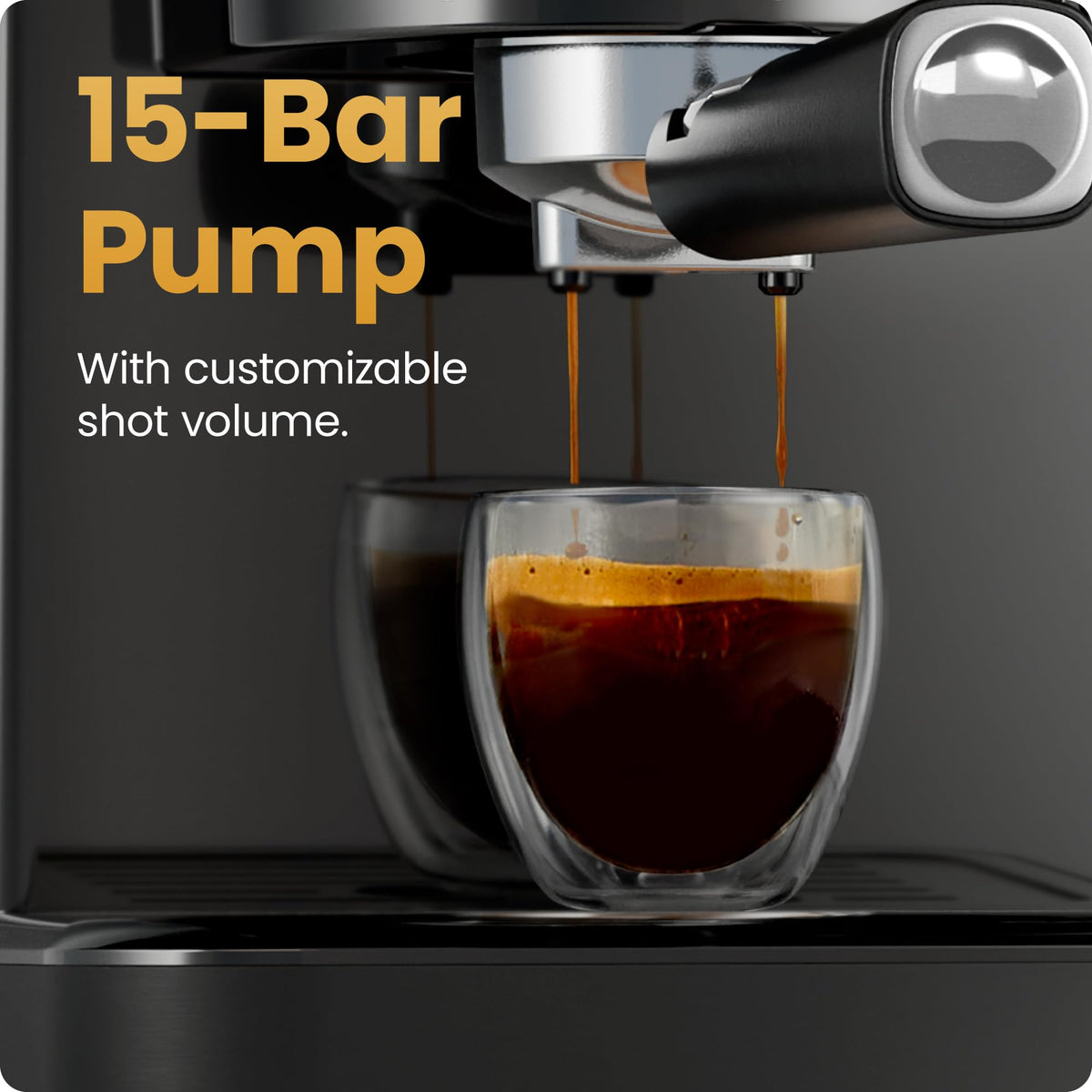 15 Bar Digital Espresso Machine with Steam Wand A80756
