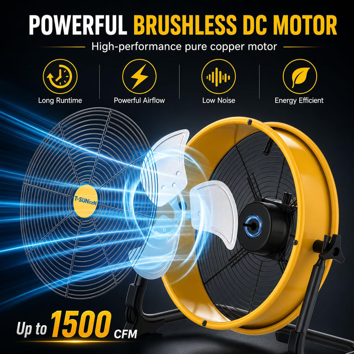 12" Battery Powered Cordless Floor Fan Y8325