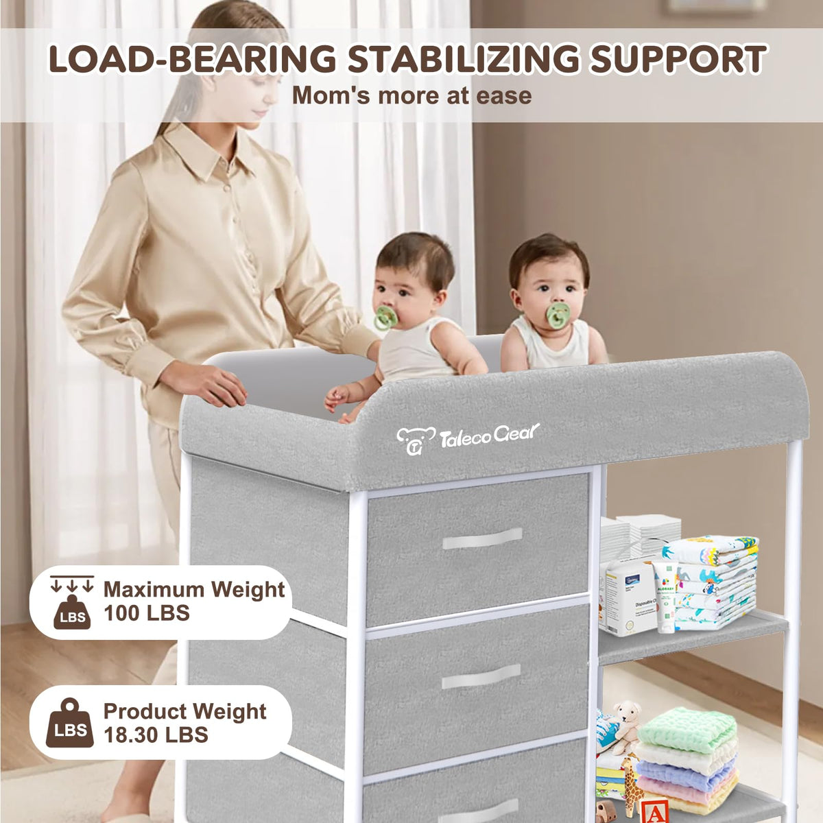 Portable Baby Changing Table with 3 Storage Baskets Z443