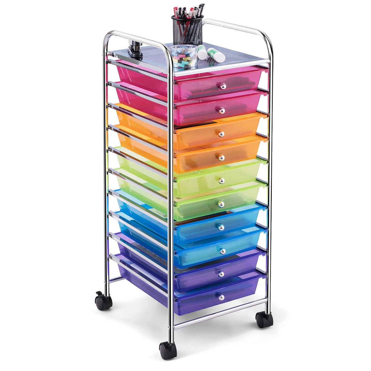10 Drawer Metal Rolling Utility Cart A84253