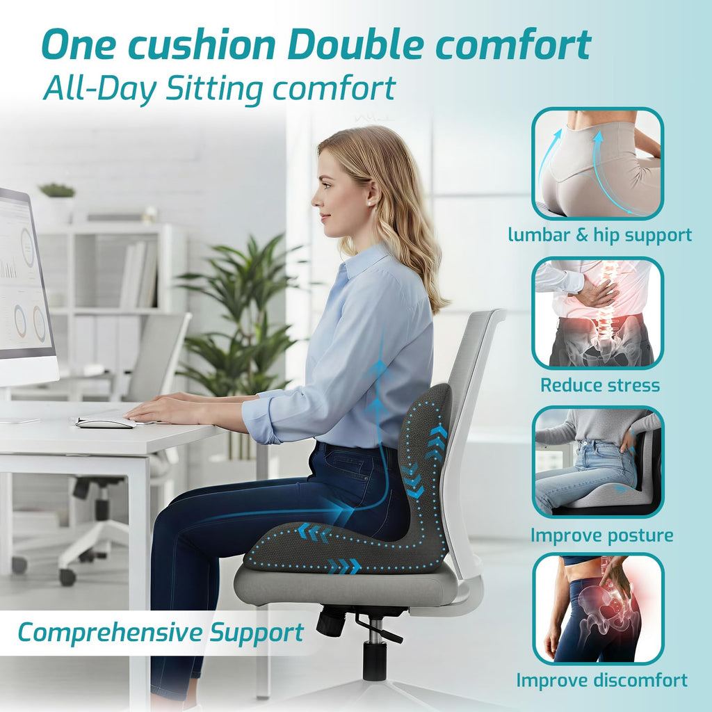 Ergonomic Seat Cushion & Lumbar Support Pillow K18874