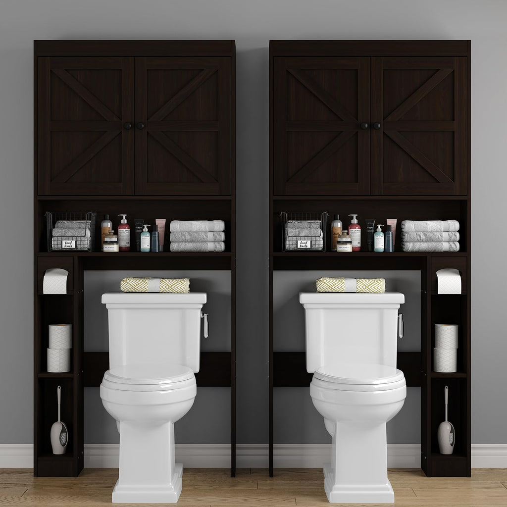 Over The Toilet Storage Cabinet with Barn Doors Y1176