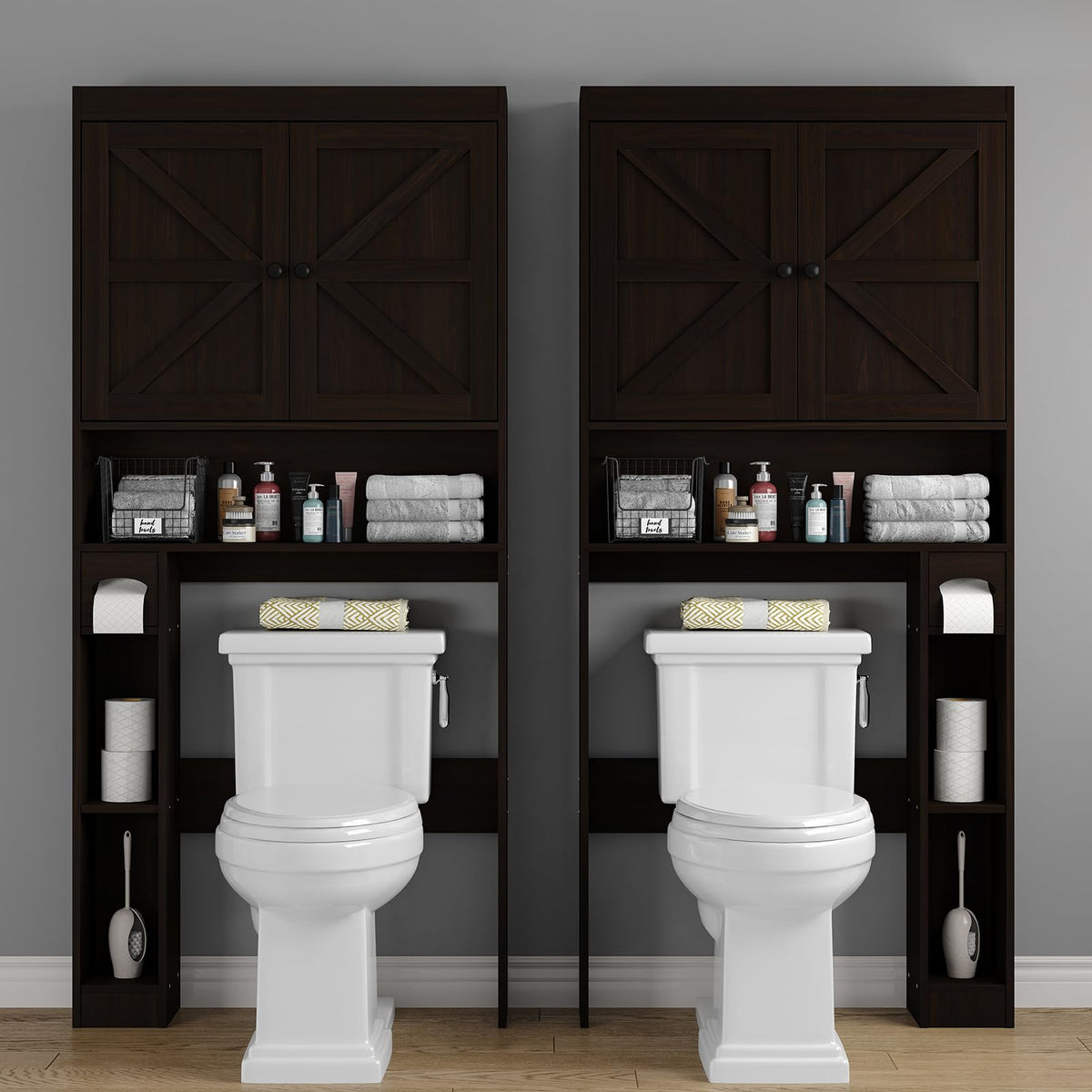 Over The Toilet Storage Cabinet with Barn Doors Y1176