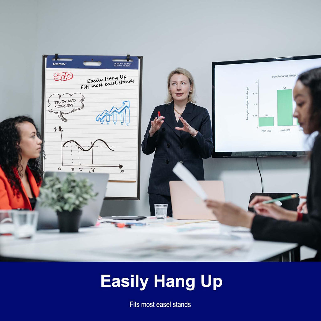 Lined Sticky Easel Pad, 25 x 30 In Flip Chart, 30 Sheets/Pad, 10 Pads Q54742