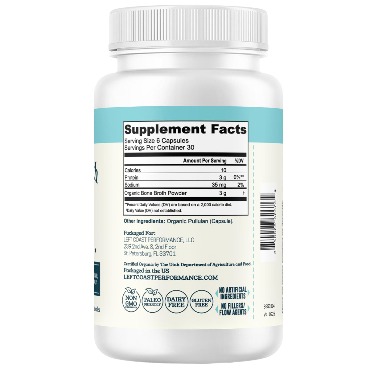 Bone Broth Capsules with Collagen, 180 Capsules Y497