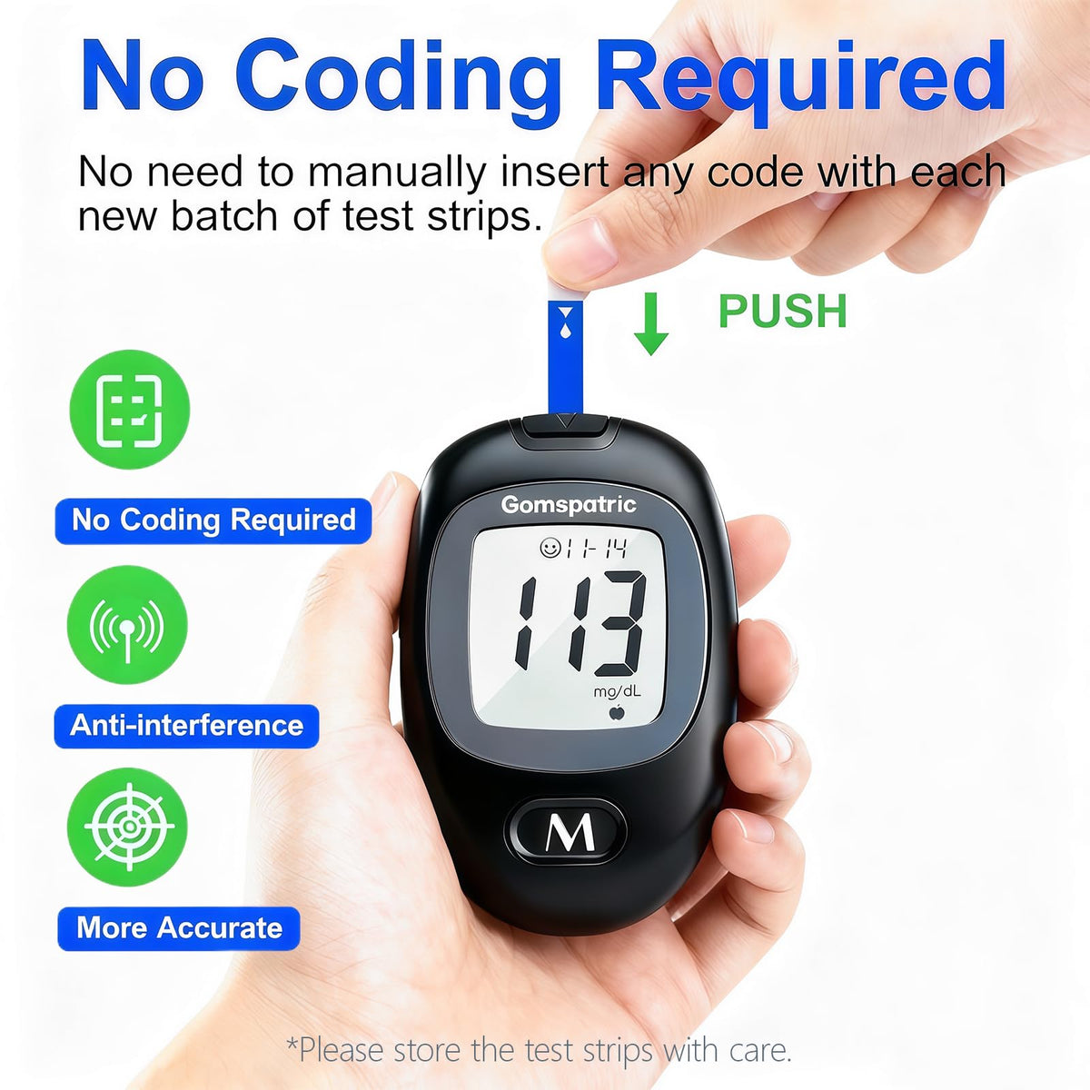 Blood Glucose Monitor Kit with 50 Test Strips and 50 Lancets T975877