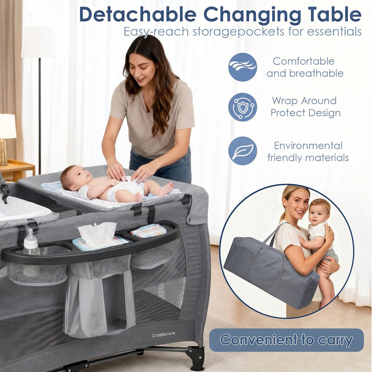 5-in-1 Pack and Play with Bassinet & Changing Table L9618