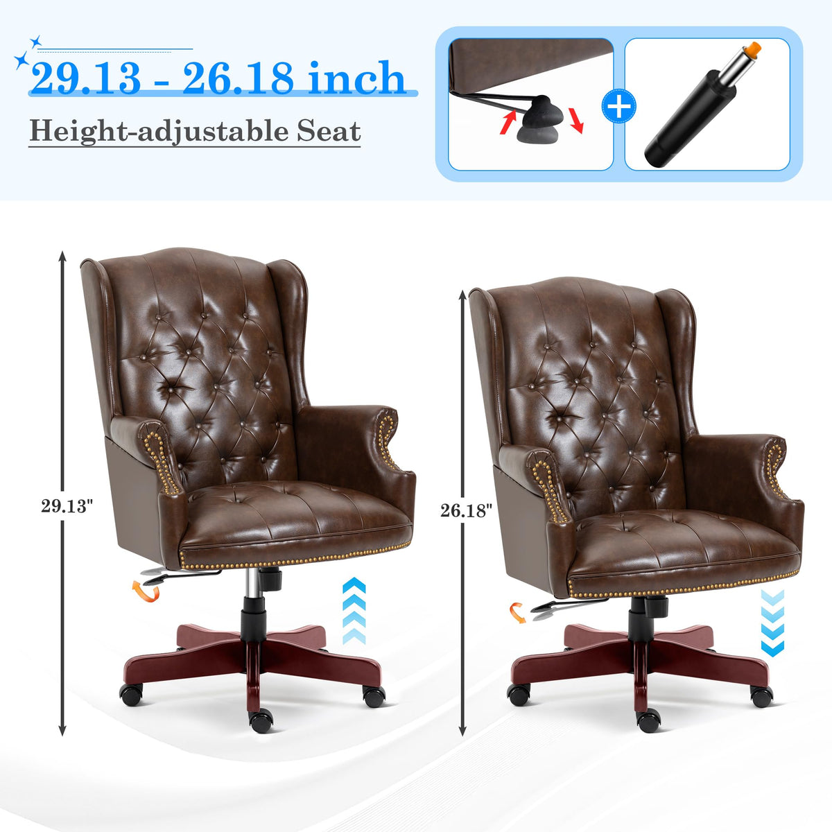 Big and Tall Brown Faux Leather Executive Office Chair D8457