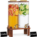 2 Gallon Glass Drink Dispenser with Wood Stand X69560