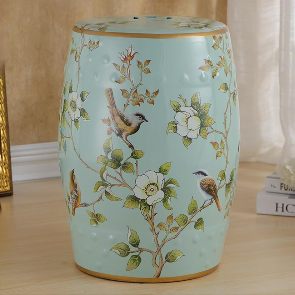 Ceramic Drum Garden Stool S446095