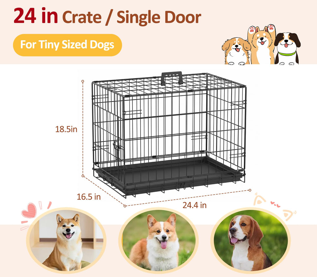 Portable Single Door Dog Crate with Removable Tray V322137