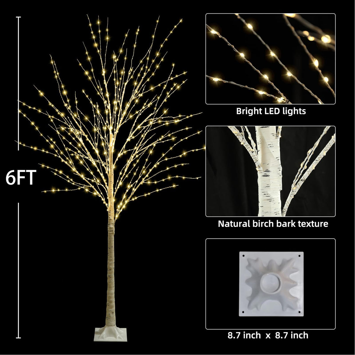 6FT Lighted Birch Tree S700