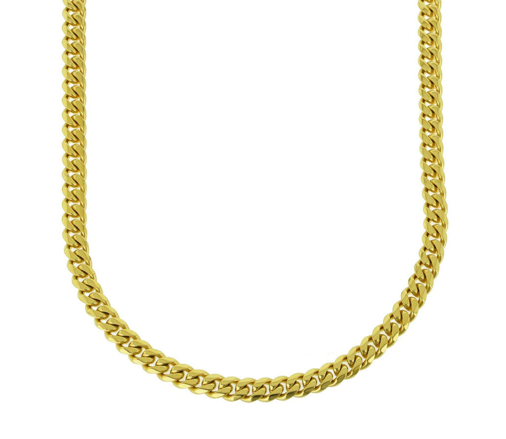 Miami Cuban Link Chain 18k Yellow Gold Plated Stainless Steel Necklace 30 inches D582