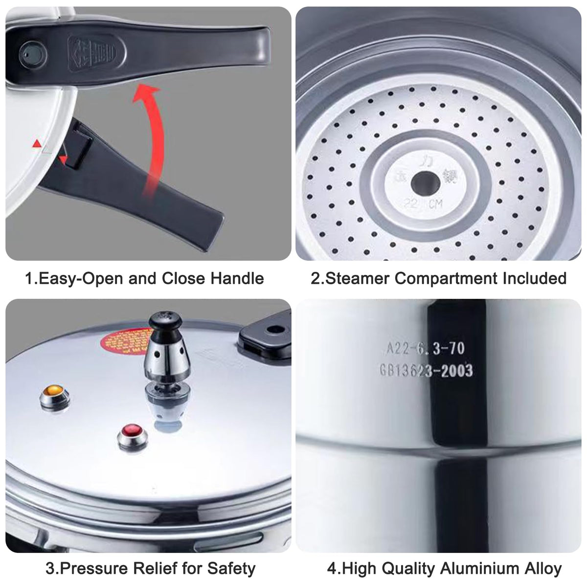 3 Quart Aluminum Pressure Cooker T4564