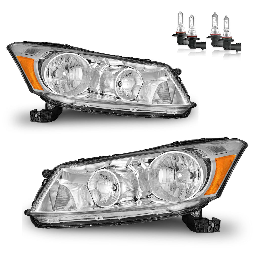 Headlights Assembly for 2008-2012 Honda Accord 4Dr Chrome Housing A5235