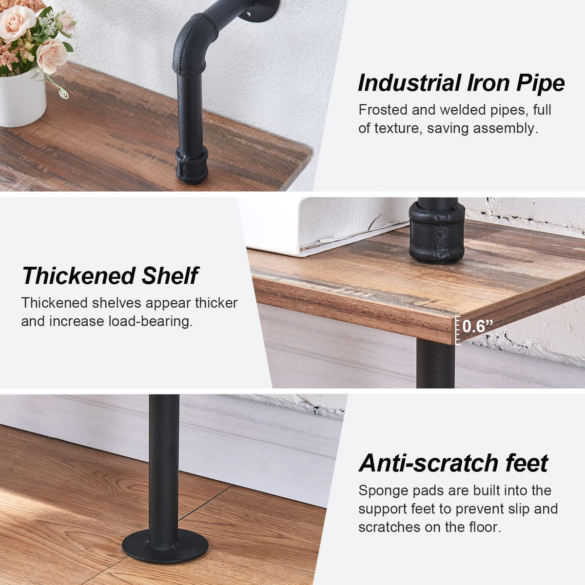 6 Tier Industrial Pipe Bookshelf N7060