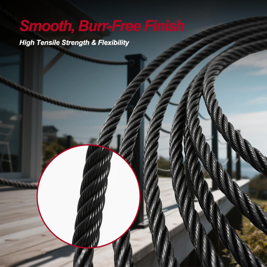 Black 1/8in T316 Stainless Steel Wire Rope B902
