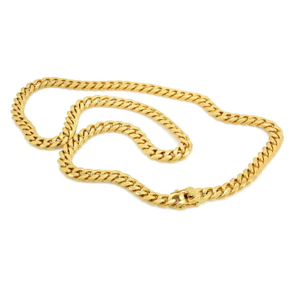 Miami Cuban Link Chain 18k Yellow Gold Plated Stainless Steel Necklace 30 inches D582
