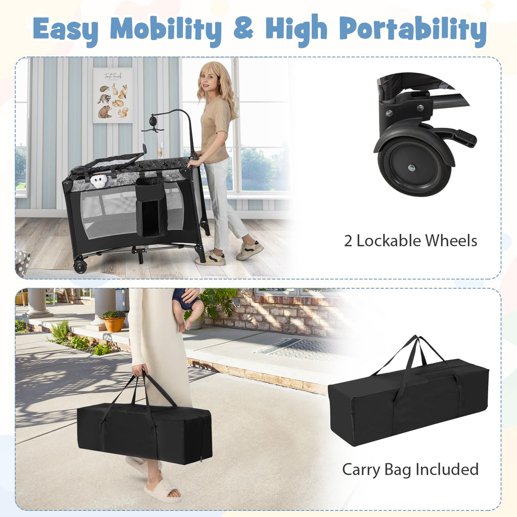 4 in 1 Portable Baby Playard with Bassinet and Changing Table U780