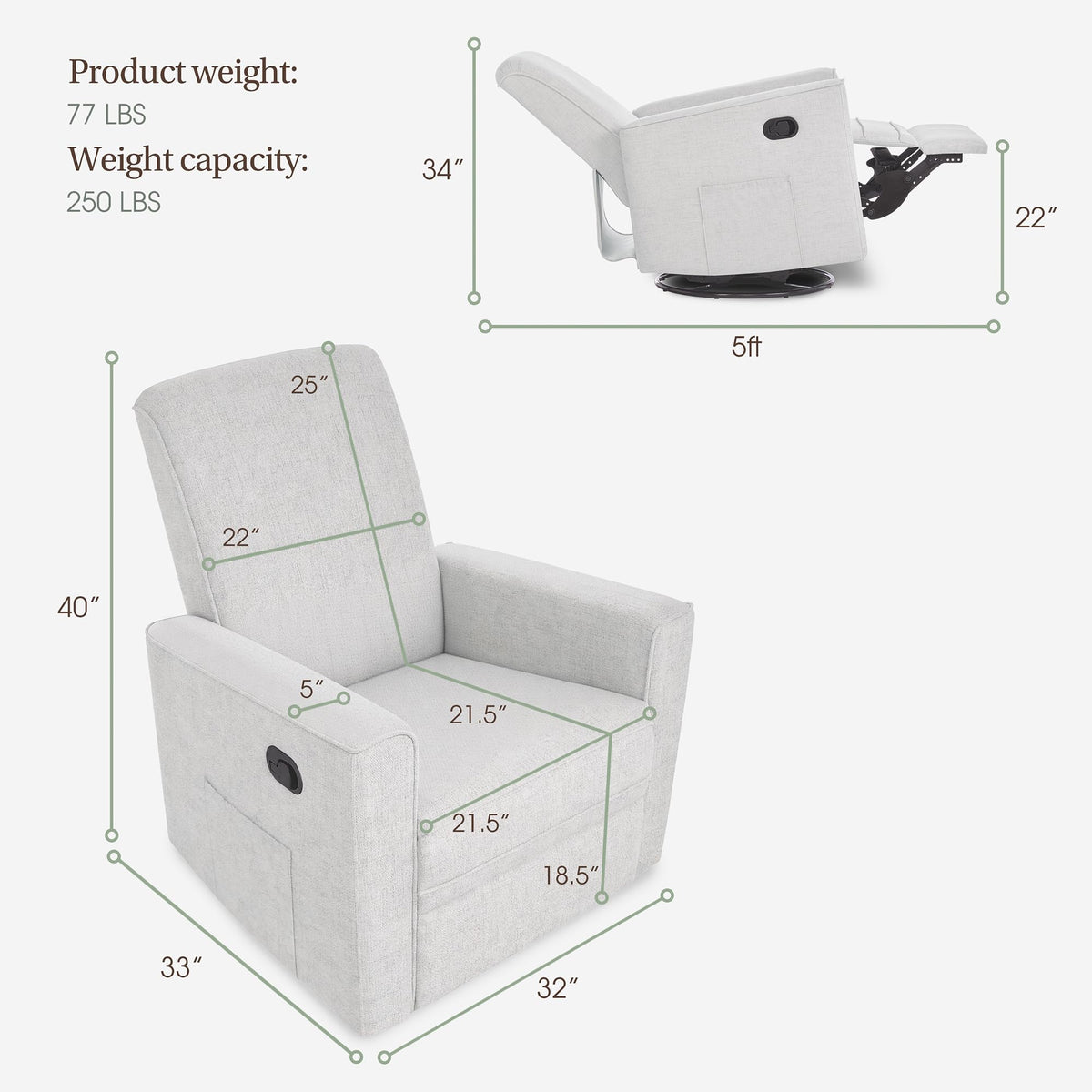 Upholstered Manual Glider Recliner S718171